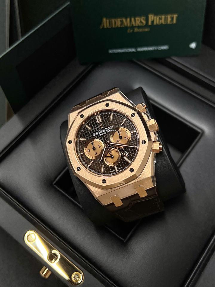 Audemars Piguet Royal Oak Chronograph26331 OR.OO.D821 CR.01 Chocolate Dial Brown Leather Rose Gold Watch
