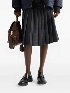 pleated jersey midi skirt