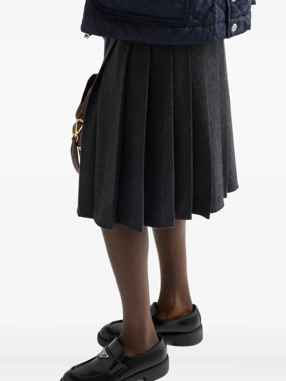 pleated jersey midi skirt