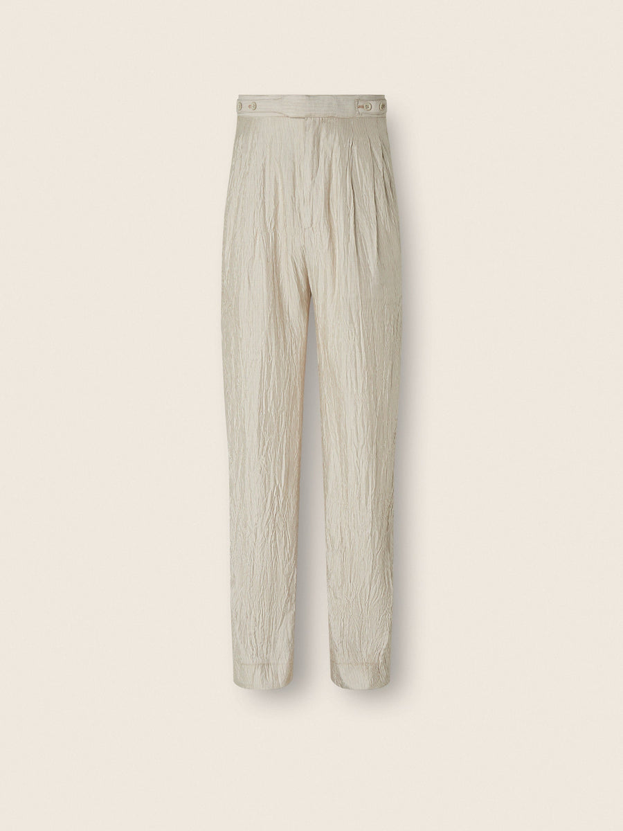 Zegna White And Light Grey Silk Pants