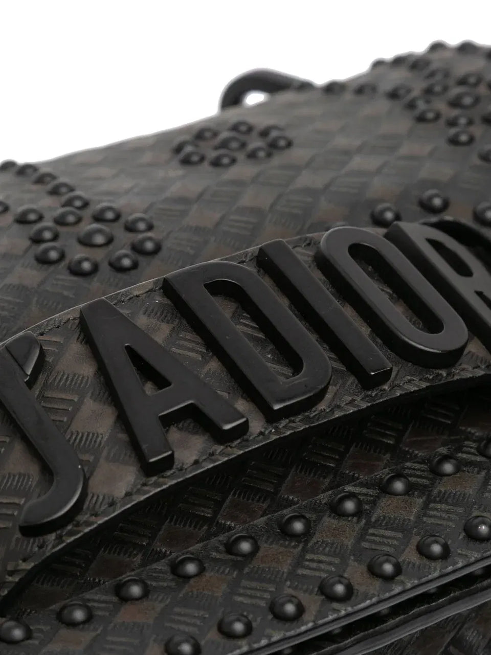 2018 Medium Embossed Calfskin Studded JAdior Chain Flap shoulder bag