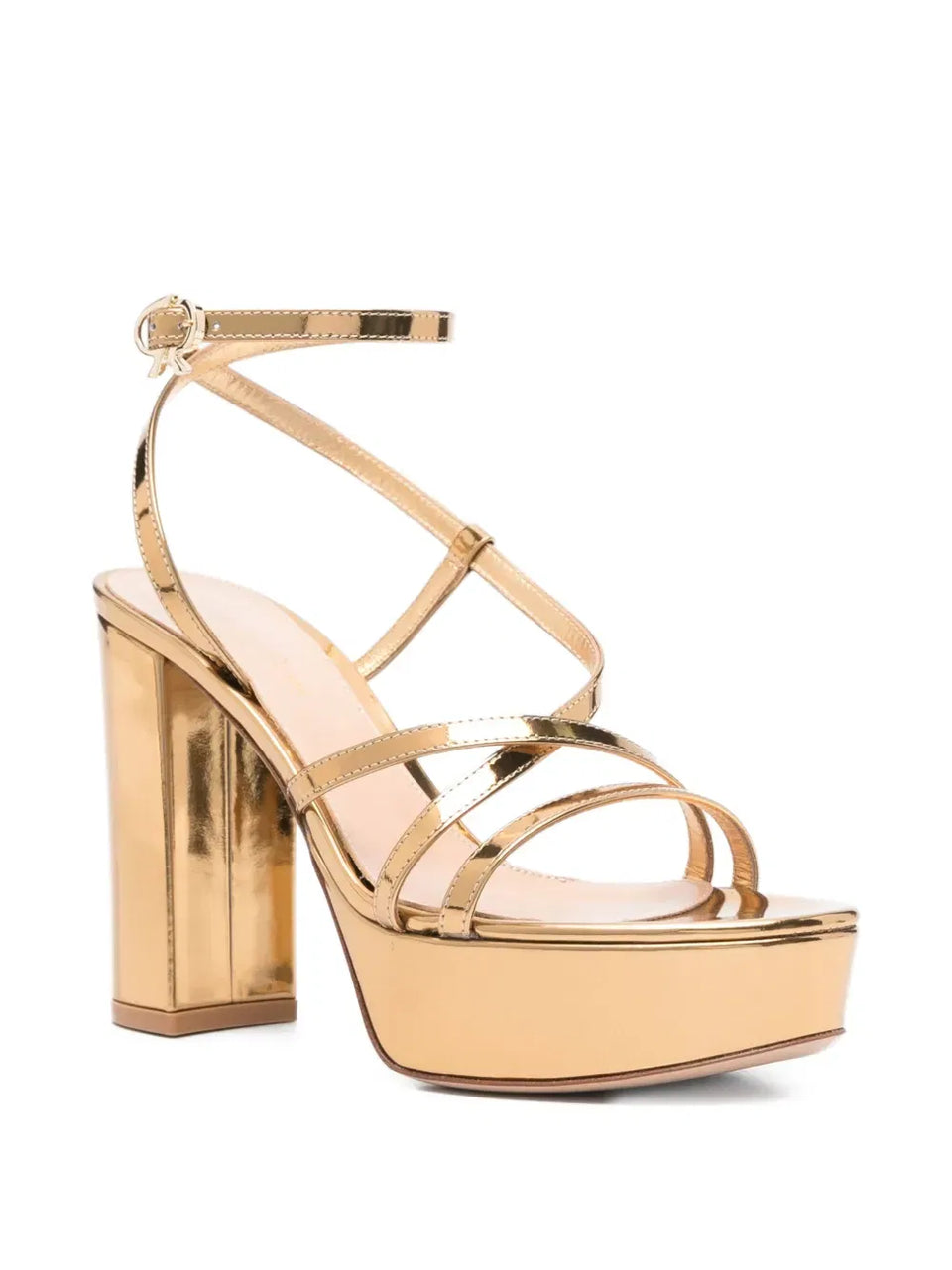 100mm metallic leather sandals