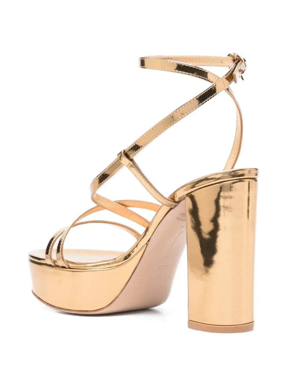 100mm metallic leather sandals