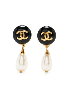 1997 CC pearl-embellished clip-on earrings