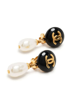 1997 CC pearl-embellished clip-on earrings