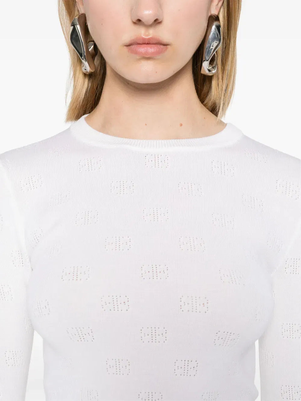 BB-pattern open-knit jumper