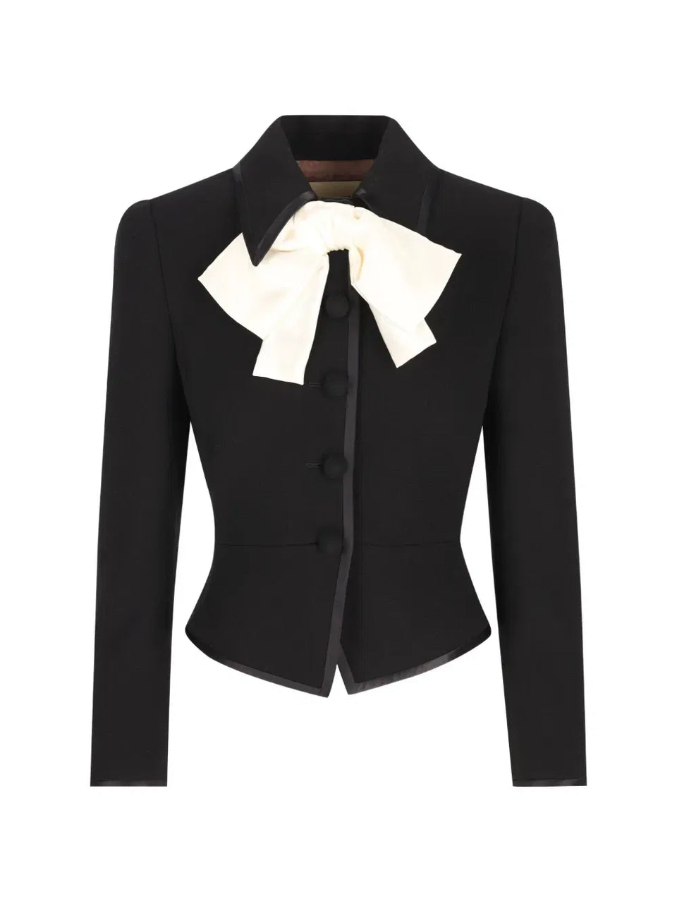 bow-embellishment button-fastening wool jacket