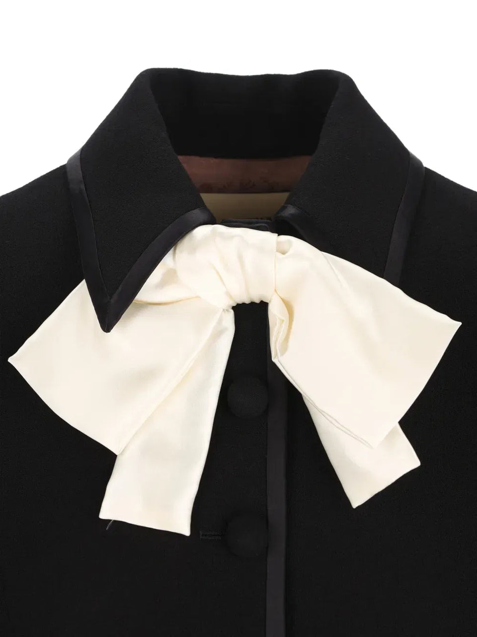 bow-embellishment button-fastening wool jacket