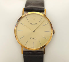 Rolex | Cellini | 4112/8 | Yellow gold | 32 mm | Leather | Gold | Manual winding