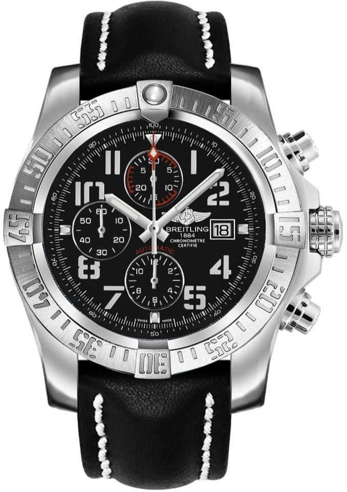 Breitling Super Avenger IIVolcano Black Edition Chronograph Automatic Black Arabic A13371 Leather