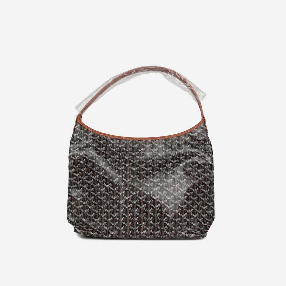Goyard Goyardine Black and Brown Boheme PM Hobo Bag Palladium Hardware