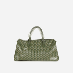 Goyard Boston 50 Bag Khaki Goyardine Canvas & Cervon Calfskin Palladium Hardware