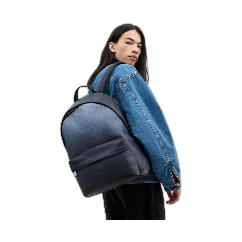 Coach Taylor Backpack In Ombre Signature Canvas Silver Blue