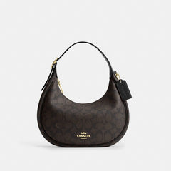 Coach Emily Shoulder Bag In Signature Canvas Gold Walnut Black