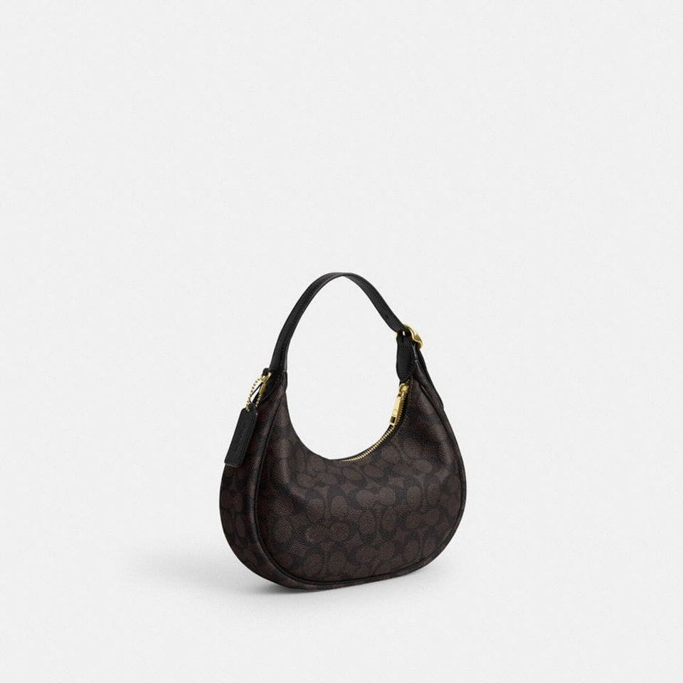 Coach Emily Shoulder Bag In Signature Canvas Gold Walnut Black