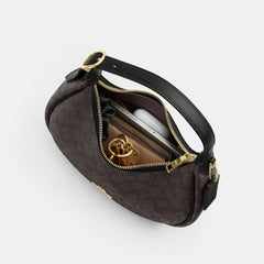 Coach Emily Shoulder Bag In Signature Canvas Gold Walnut Black
