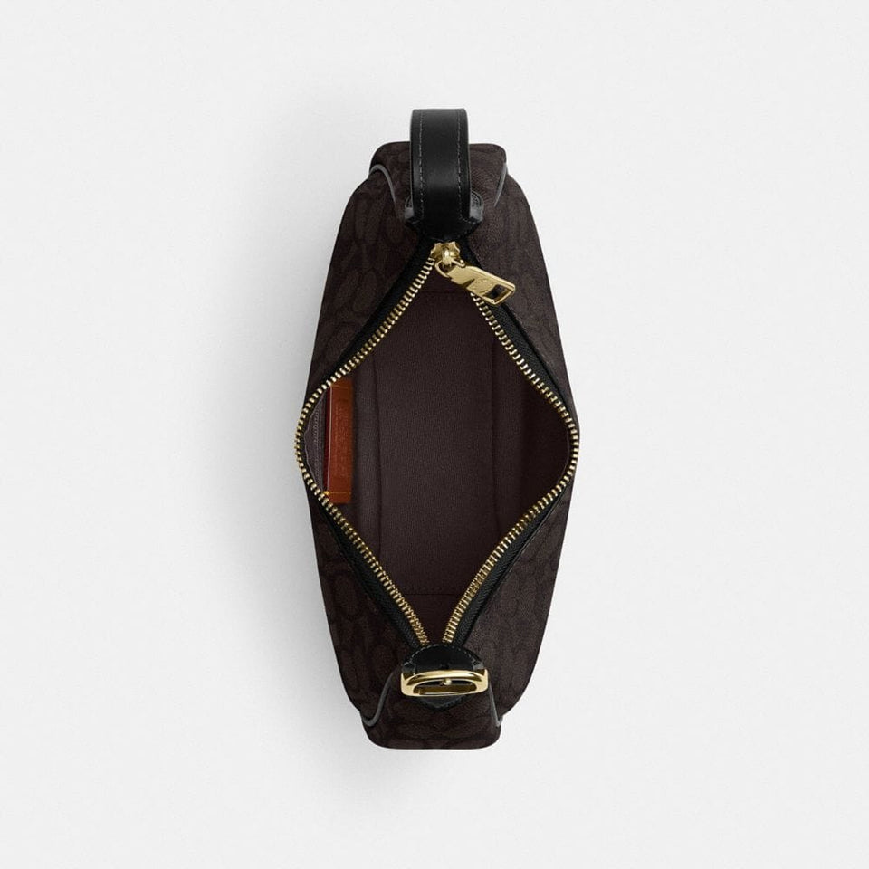 Coach Emily Shoulder Bag In Signature Canvas Gold Walnut Black
