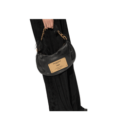 Leather Shoulder Bag Vintage Effect - Black