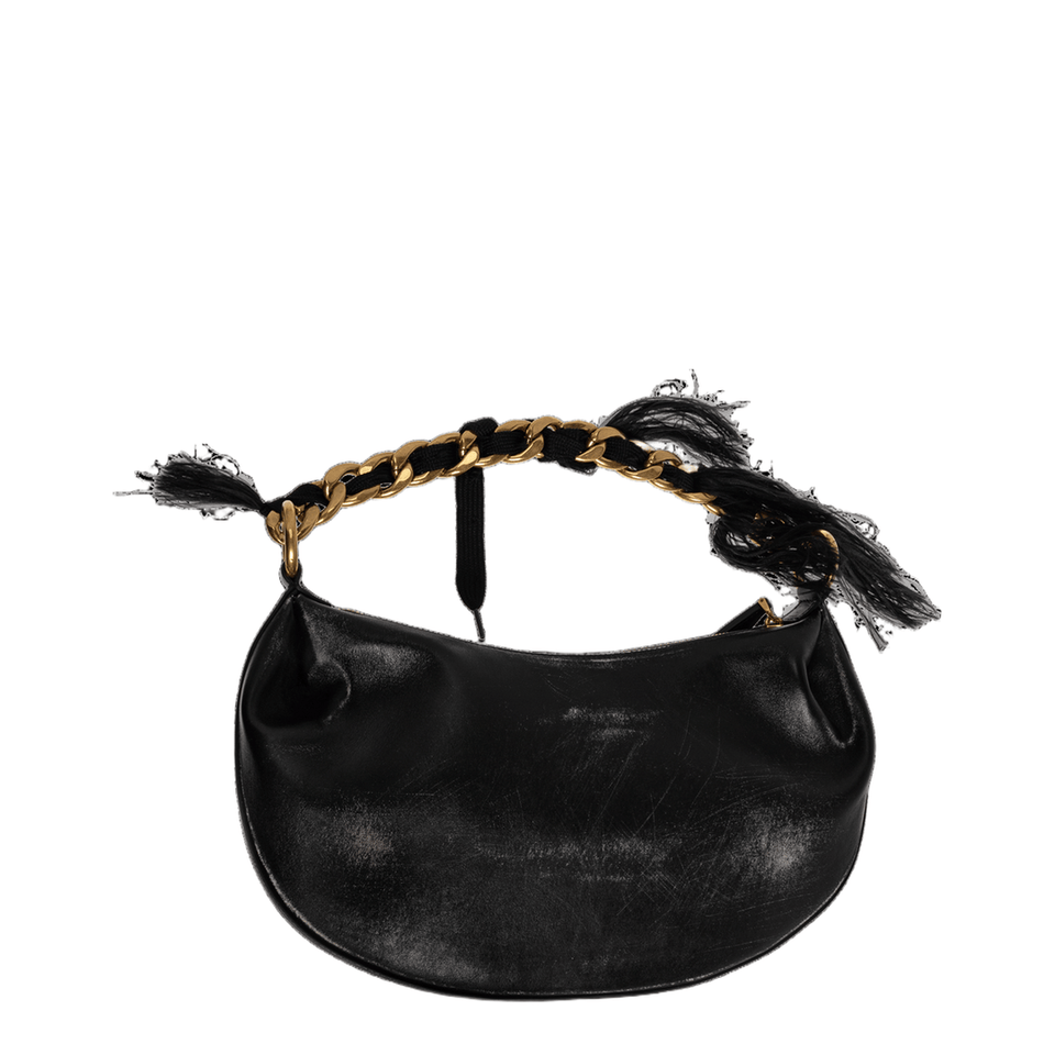 Leather Shoulder Bag Vintage Effect - Black