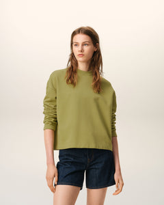 Green Cotton Ami De Coeur Cropped Sweatshirt Women's