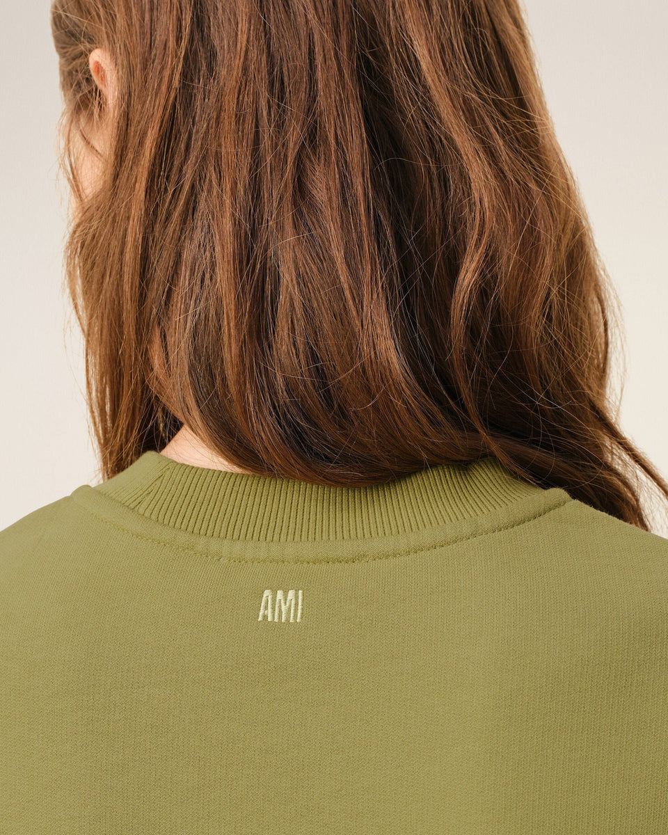 Green Cotton Ami De Coeur Cropped Sweatshirt Women's