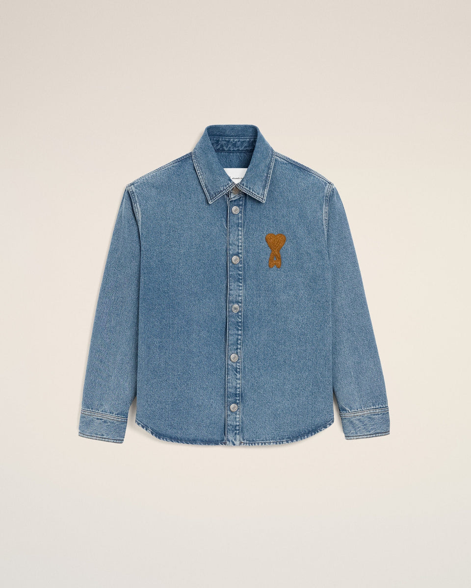 Blue Cotton Knitted Ami De Coeur Overshirt
