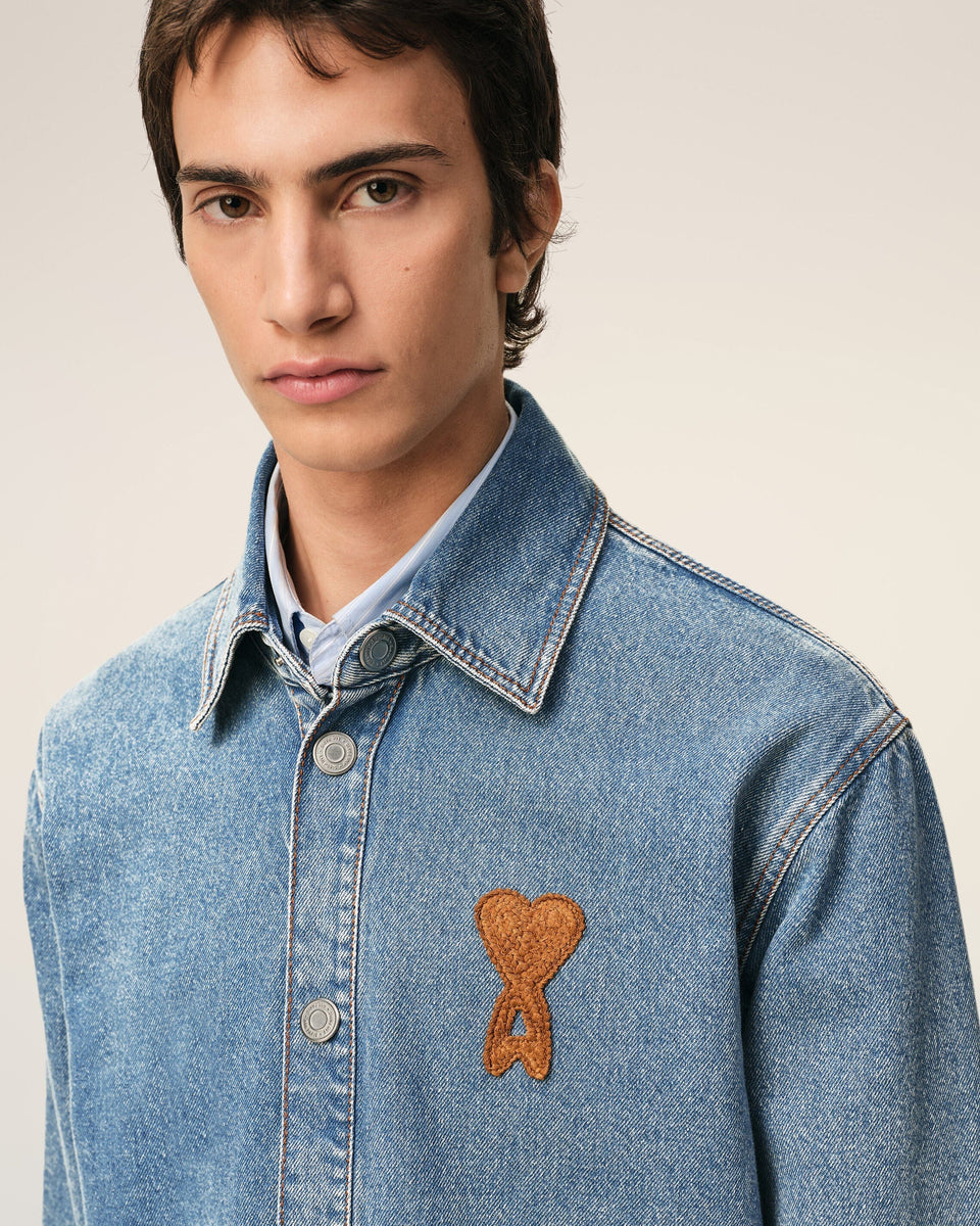 Blue Cotton Knitted Ami De Coeur Overshirt