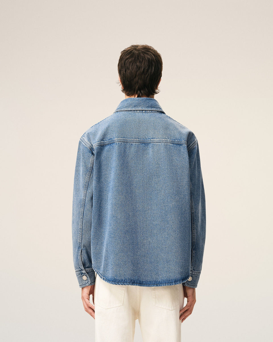 Blue Cotton Knitted Ami De Coeur Overshirt