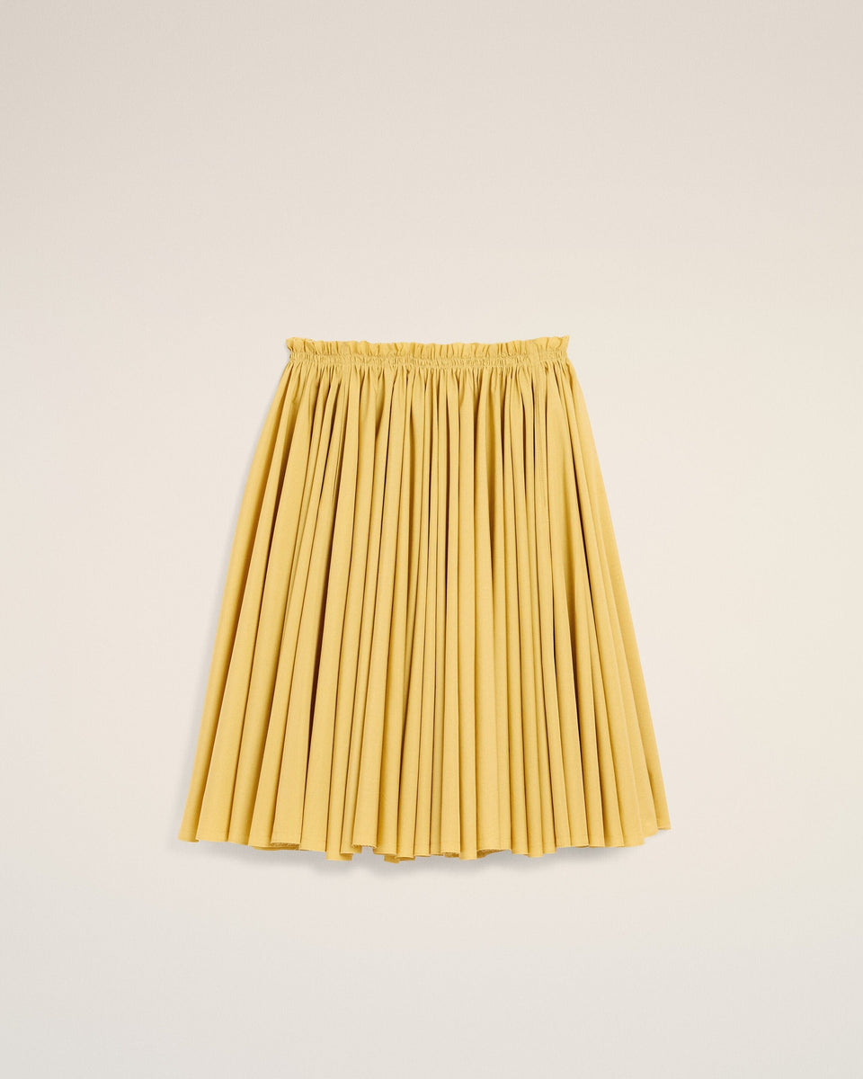 AmiParis Yellow Cotton Midi Corolla Skirt Women's