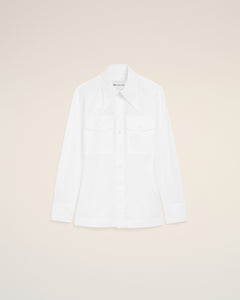 AmiParis White Cotton Sharp Collar Fitted Shirt Women's