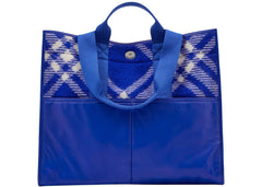 Burberry Check-Pattern Shopper Tote Bag Blue