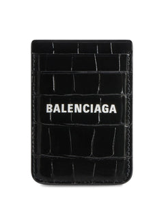 Balenciaga Crocodile Embossed Cash Magnet Card Holder