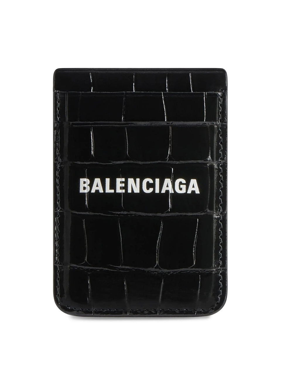 Balenciaga Crocodile Embossed Cash Magnet Card Holder