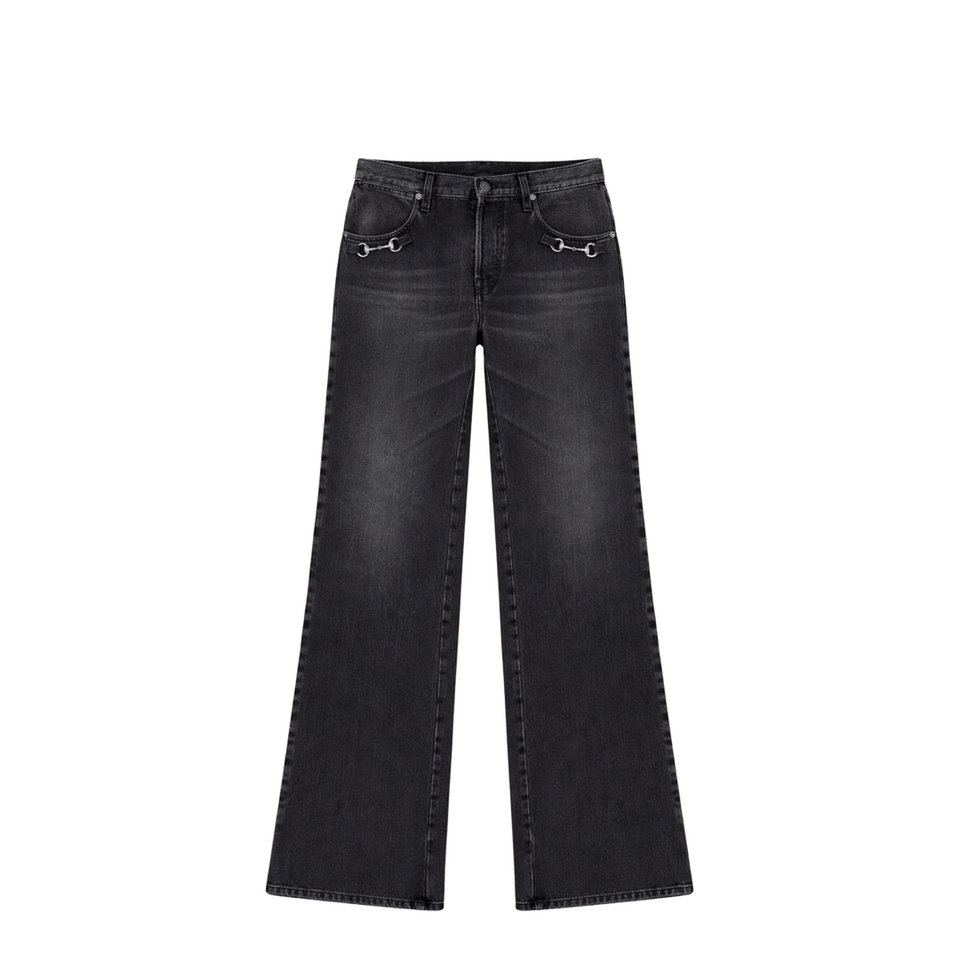 Denim Jeans with Horsebit Detail