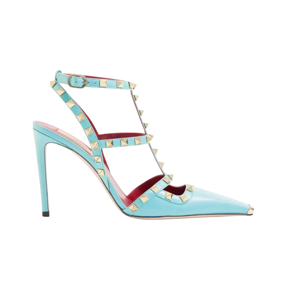 Valentino Rockstud Kidskin Pumps 100mm Azure