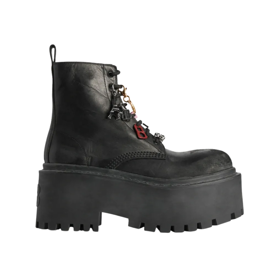 Balenciaga Strike Platform Bootie With Charms In Black