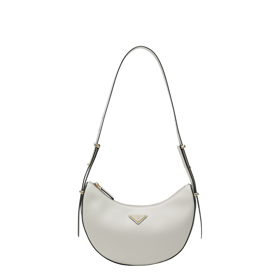 Prada Arqué Small Calfskin Shoulder Bags - White