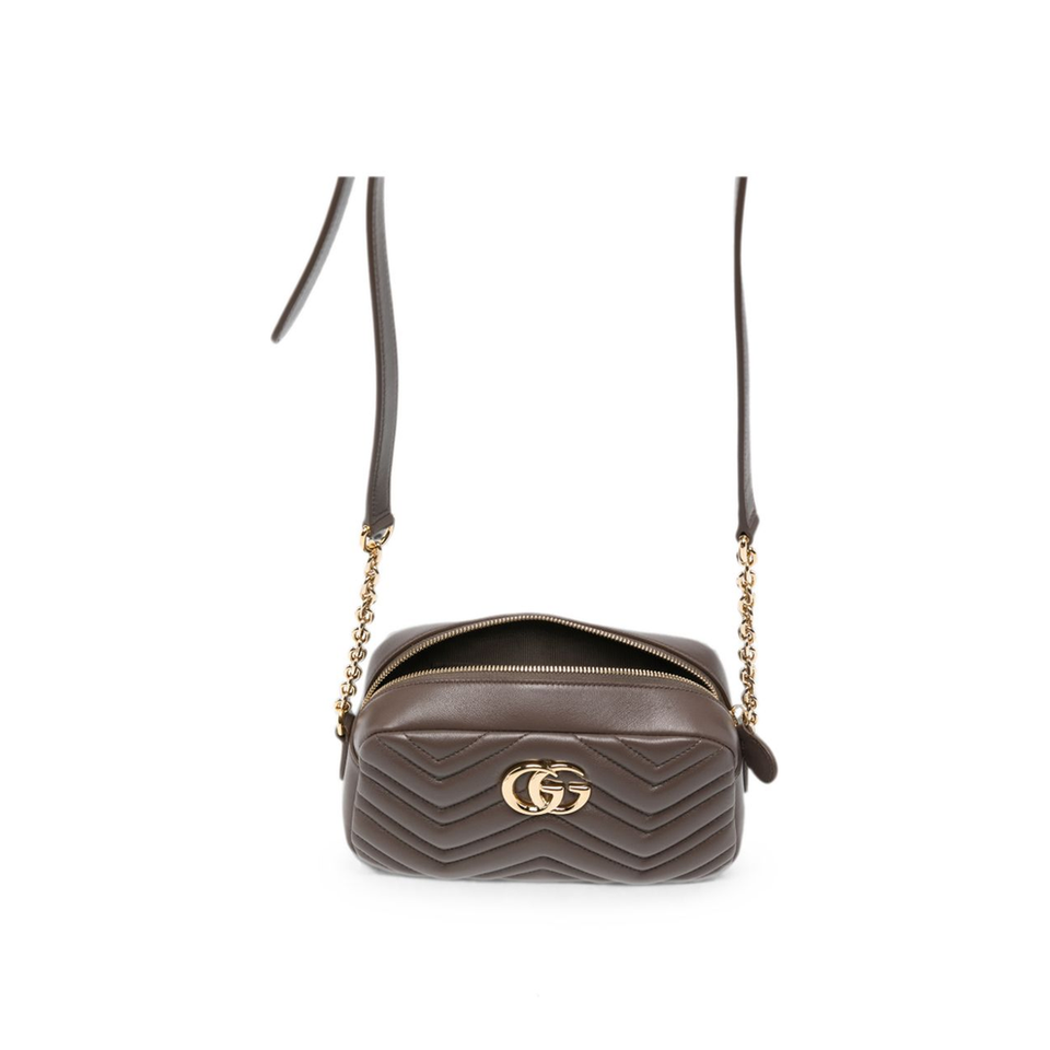 GG Marmont Small Matelassé Chevron Nappa Leather Crossbody Bag - Dark Taupe