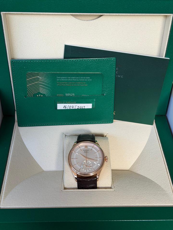Rolex | Cellini | 50525 | Rose gold | 39 mm | Leather | Silver | Automatic
