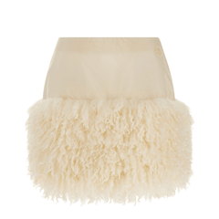 Teddy-Trimmed Mini Skirt White