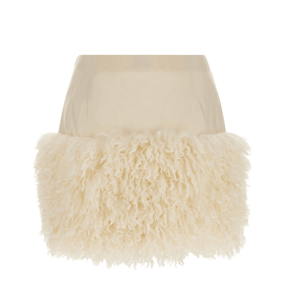 Teddy-Trimmed Mini Skirt White