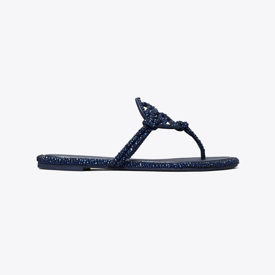 Tory Burch Miller Crystal Knotted Sandal NEW NAVY