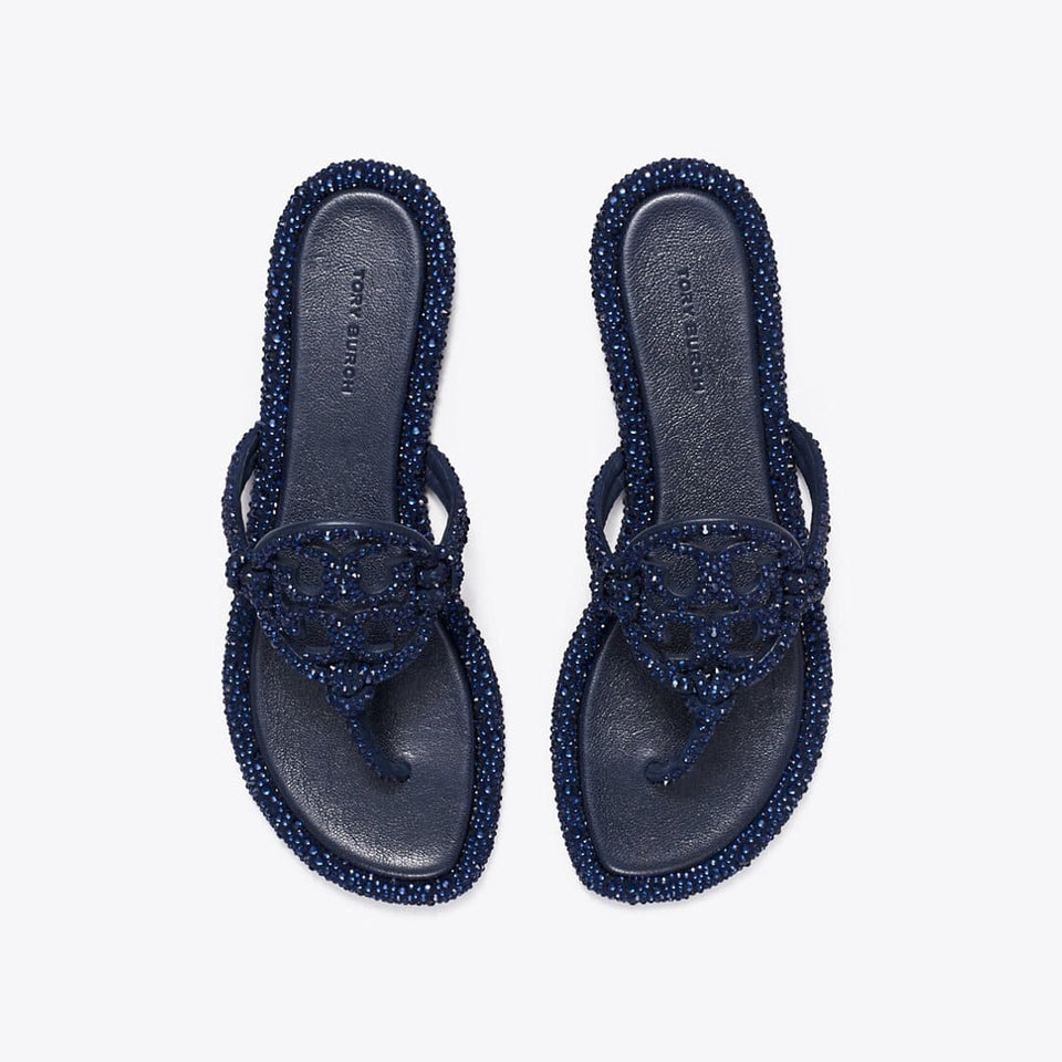 Tory Burch Miller Crystal Knotted Sandal NEW NAVY