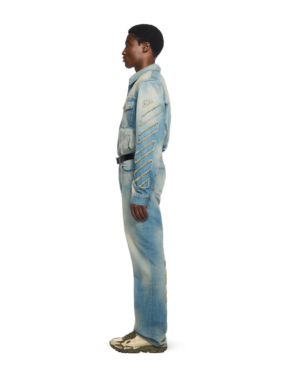 Off-White Diagonal Raw Patch Denim Jacket