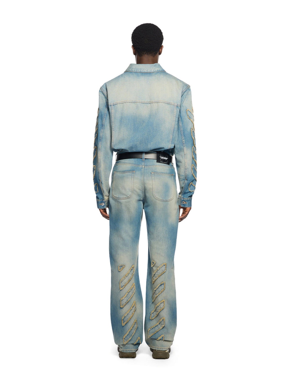 Off-White Diagonal Raw Patch Denim Jacket