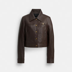 Coach Heritage C Snap Front Shrunken Jacket Brown