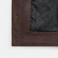 Coach Heritage C Snap Front Shrunken Jacket Brown