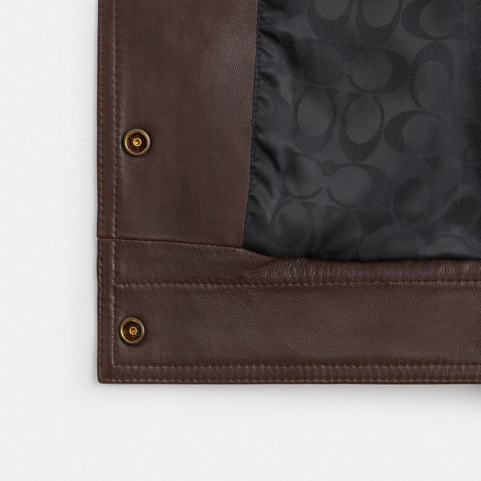 Coach Heritage C Snap Front Shrunken Jacket Brown