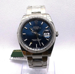 Rolex | Oyster Perpetual | 115210 | Steel | 34 mm | Steel | Blue | Automatic