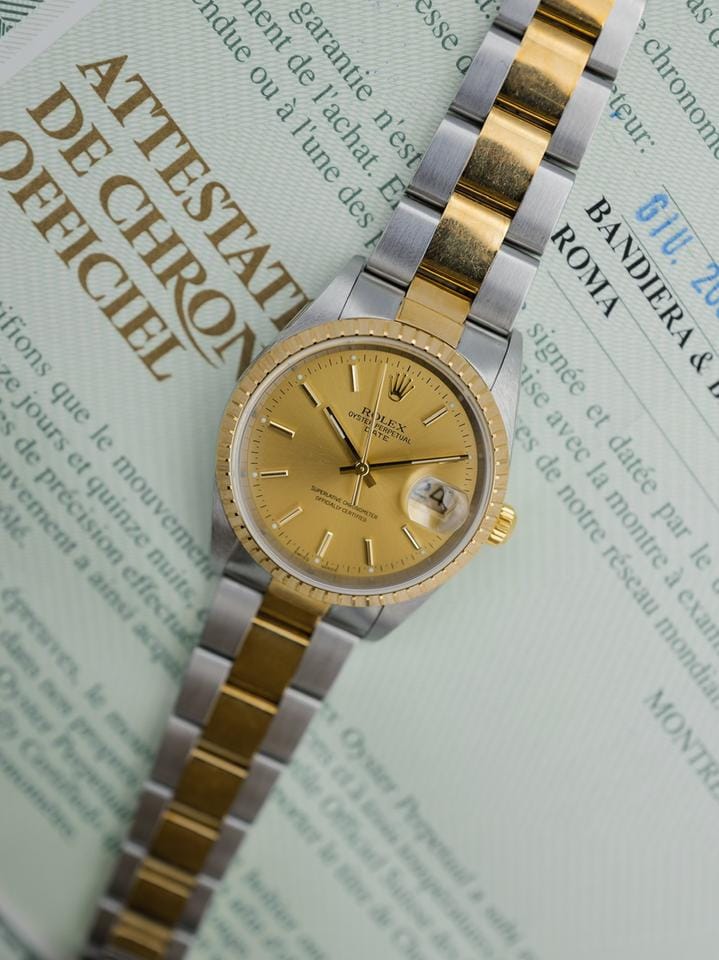 Rolex | Oyster Perpetual | 15233 | Gold/Steel | 34 mm | Gold/Steel | Champagne | Automatic